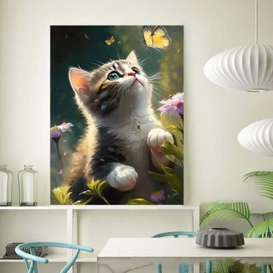 5D ダイヤモンドアート 花 猫 蝶 動物 植物 美しい ネコ 可愛い