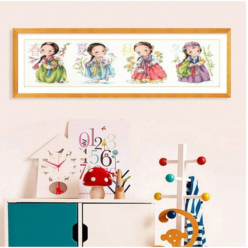 クロスステッチ 手芸キット 初心者 Diy 四季の女の子 子供 初心者 簡単 刺繍 図案印刷 送料無料 指ぬき 糸通し付き 壁飾り 壁アート ダイニング お部屋飾り Cxy34 アルシオン 通販 Yahoo ショッピング
