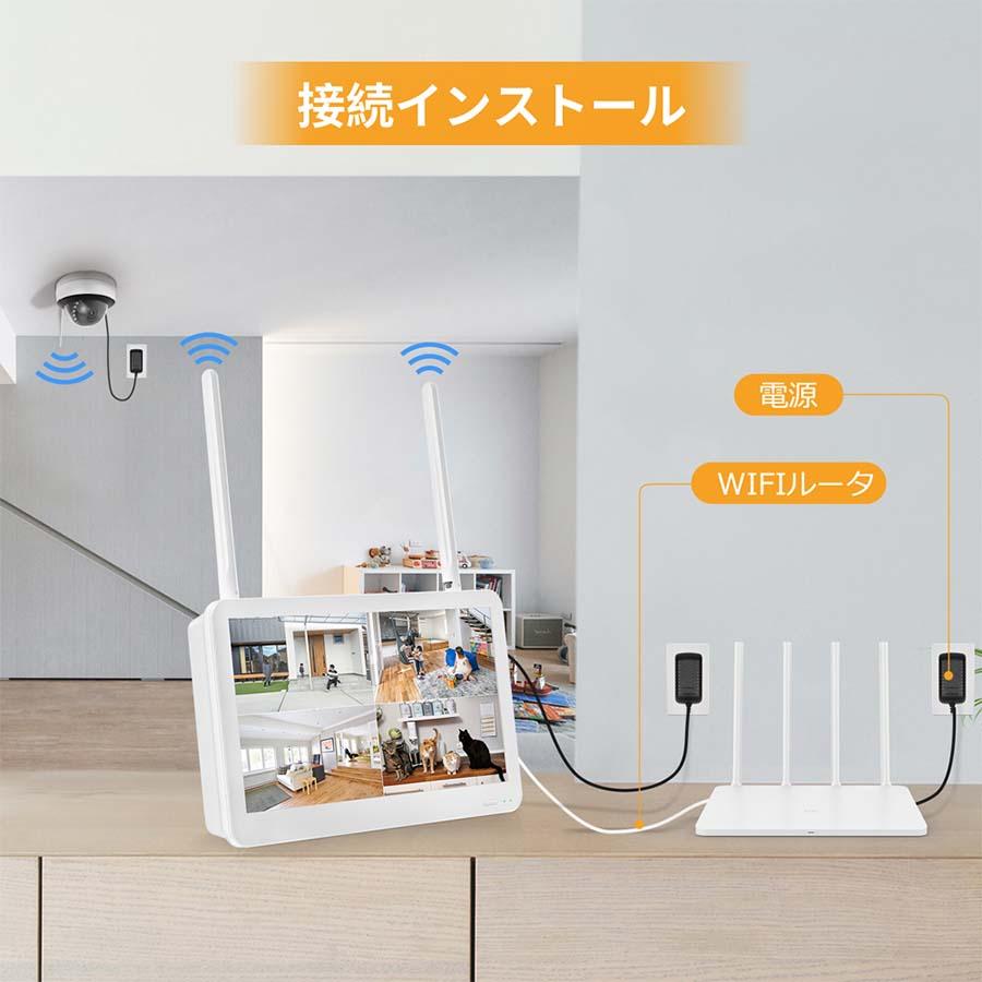 ドーム型防犯カメラ 2台セット 500万画素 モニター付き 防犯カメラ