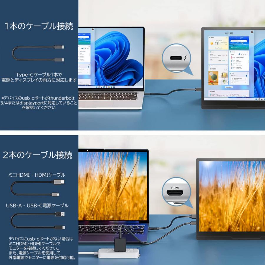 モバイルモニター 10.5インチ 薄型 サブモニター 超軽量250g FHD+ 1920*1280 HDR対応 ゲーム＆サブディスプレイ USB Type-C/Mini HDMI 父の日ギフトに最適｜arsion｜09