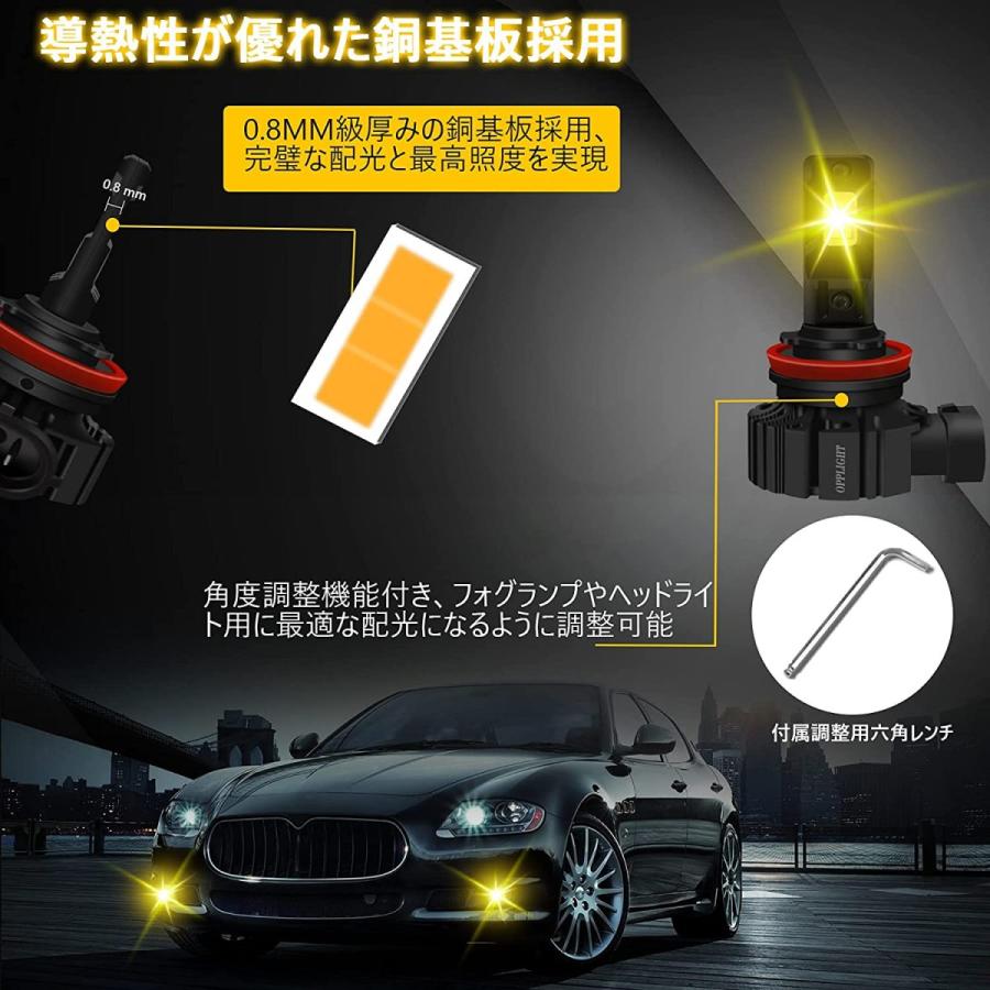 H11 H16 H9 H8 兼用 LEDフォグランプ レモンイエロー 3000K 車検対応