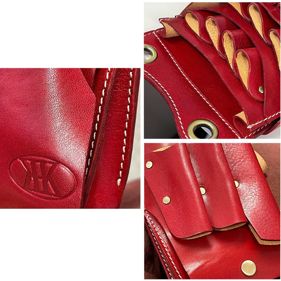 シザーケース 美容師 プロ トリマー 両面 本革 ハサミ 7丁 大容量 業務