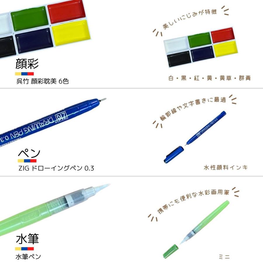 呉竹 【オリジナルセット】はじめての水彩画セット（呉竹 顔彩入