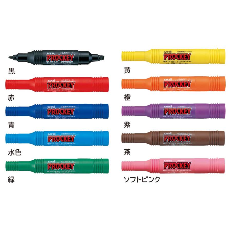 プロッキー 三菱鉛筆 プロッキー細字丸芯+太字角芯 10色セット プロッキー 三菱鉛筆 プロッキー細字丸芯+太字角芯 10色セット