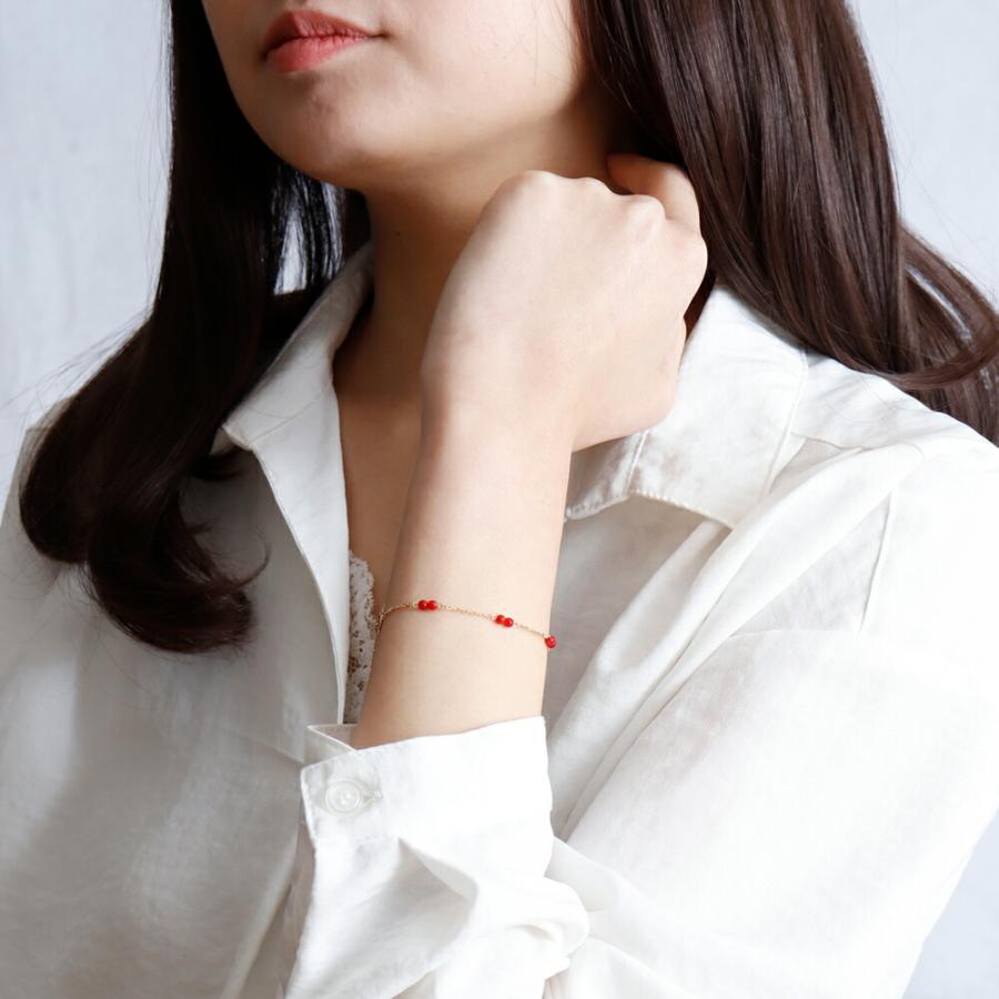 ≪送料無料&1年保証付き≫ 日本産血赤珊瑚3ミリ玉付きK18ブレスレット