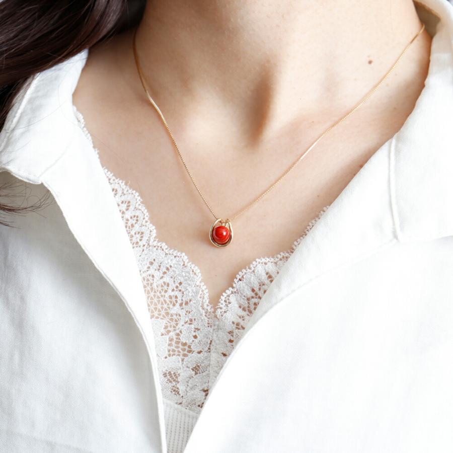 ≪送料無料&1年保証付き≫ 赤珊瑚のシンプル 差し色K18ペンダント