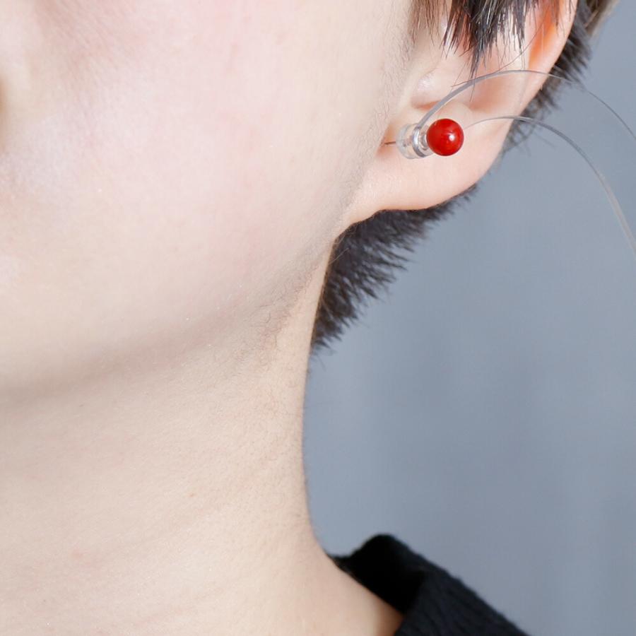 ≪送料無料&1年保証付き≫ 日本産血赤珊瑚5.6ミリ玉K18WGピアス : 珊瑚