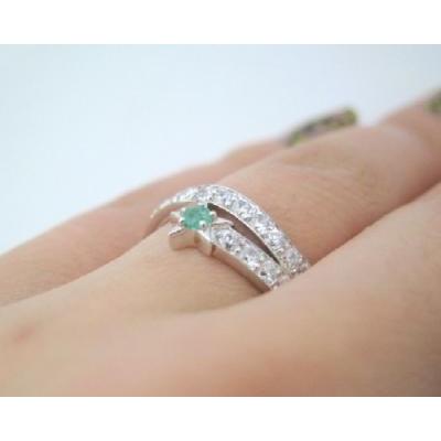 シルバー925・日本製・5月の誕生石　エメラルドのきらきら星の誕生石リング　1520707の画像