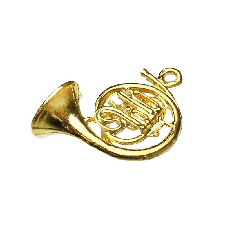 チャーム 楽器 ホルン ペンダント キーホルダー 2個 26mm×18mm