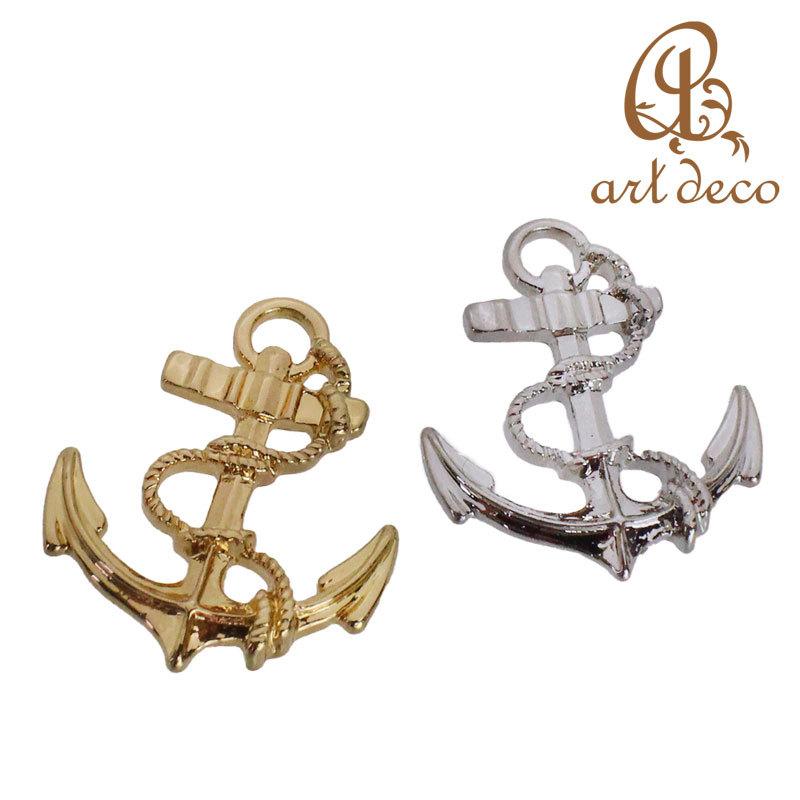チャーム イカリ 錨 マリン 2個 25mm×18mm ペンダント キーホルダー