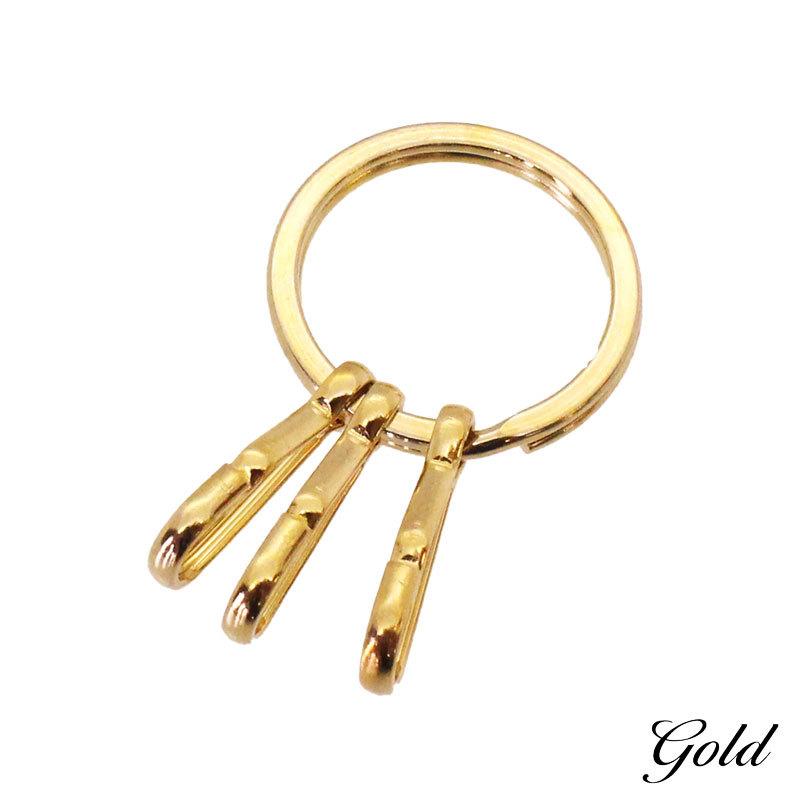 キーリング キーホルダー 3連フック付き 糸ナス 50個 内径23mm