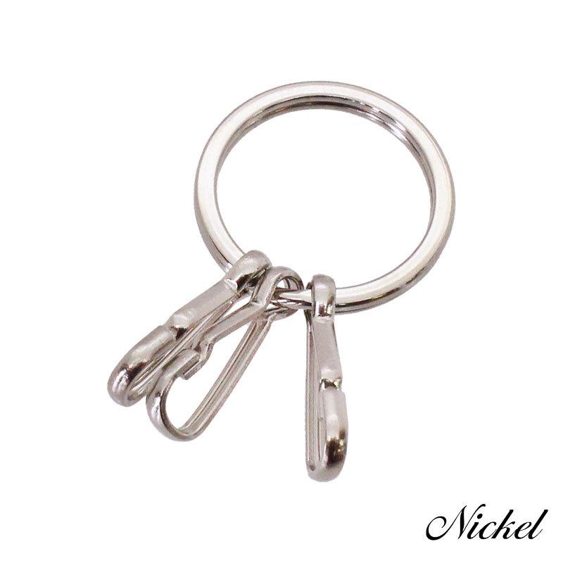 キーリング キーホルダー 3連フック付き 糸ナス 50個 内径23mm