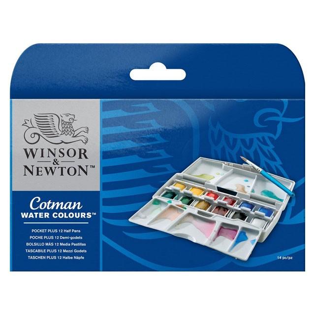 W&N コットマン 水彩絵具 ハーフパン12色 ポケットボックス PLUS
