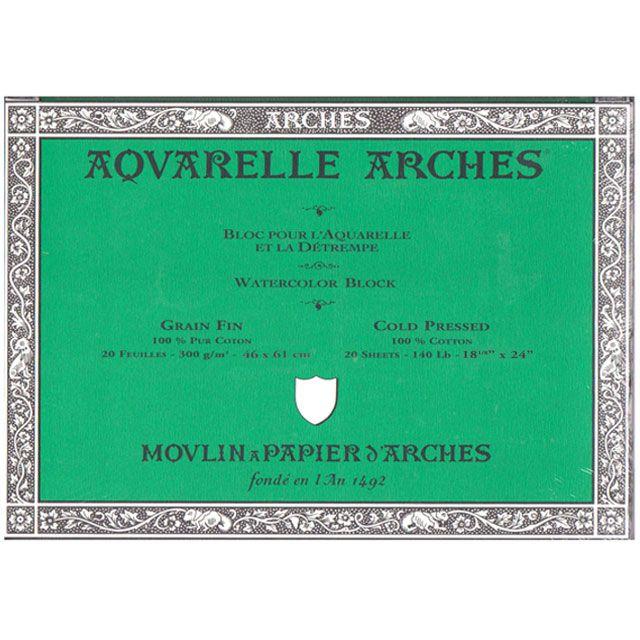 【新品未開封】アルシュARCHES 水彩紙　4冊 maruman（マルマン） アルシュ水彩紙ブロック 細目 460×610mm