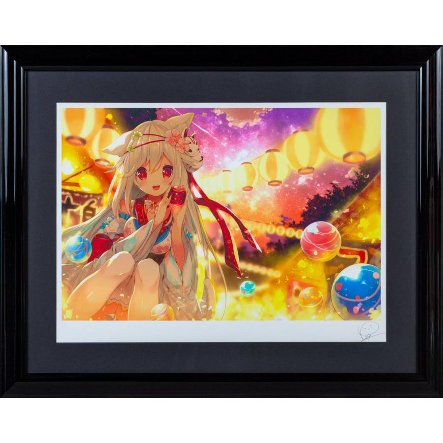 p19『夏のお祭り』ミックスドメディア 版画 本人 鉛筆 サイン25部限定 アールビバン保証書付