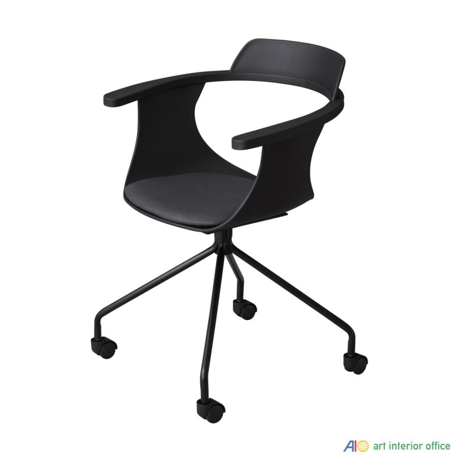 チェア ブラック デスクチェア オフィスチェア いす 椅子 イス キャスター シンプル スチール 肘掛け アームレスト 背もたれ PC-986BK