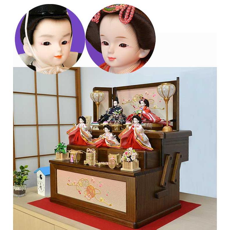ワンランク上の雛人形 プリンセス雛人形 三人官女つき五人飾り 三段式