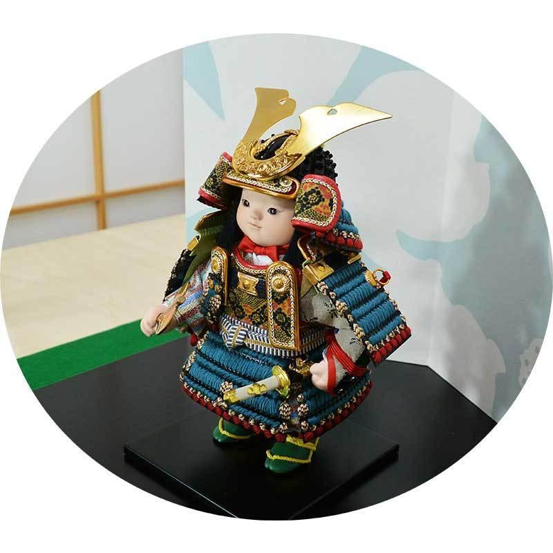 五月人形 兜飾り 子供大将　海（かい）桐箱収納セット　コンパクトでりりしい表情で人気　 ※お名前立て札とオルゴールの写真たてつき＜56-8202＞_3