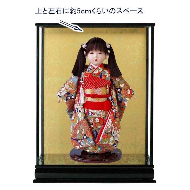 ガラスケース　カブセしき（おすすめ）日本製国産　人形ケース　置物ケース　家具調マホガニー色　K-H-28 ※前巾24cmX奥行き21cmX高さ28cm（内寸）