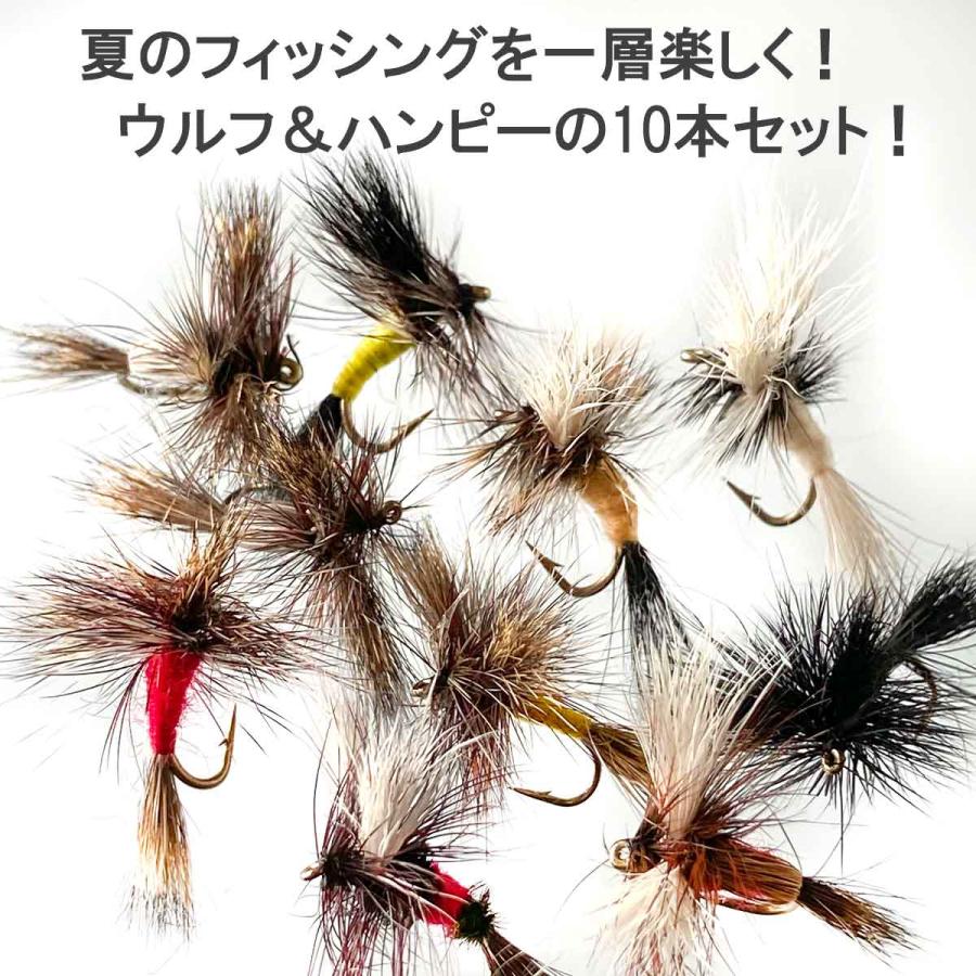 ドライフライ ウルフ10本セット バーブレス バーブド フライ
