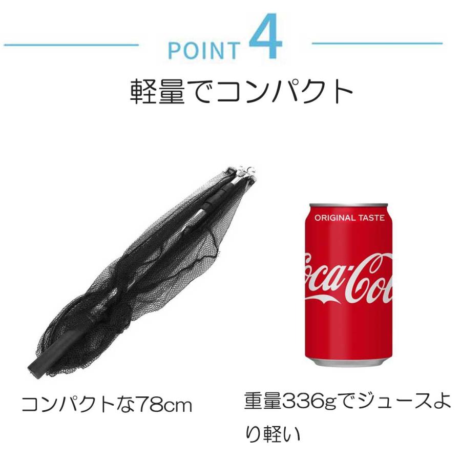 タモ網 2.1m ステンレス製 ハンドル 玉網 黒 ラバー ランディング