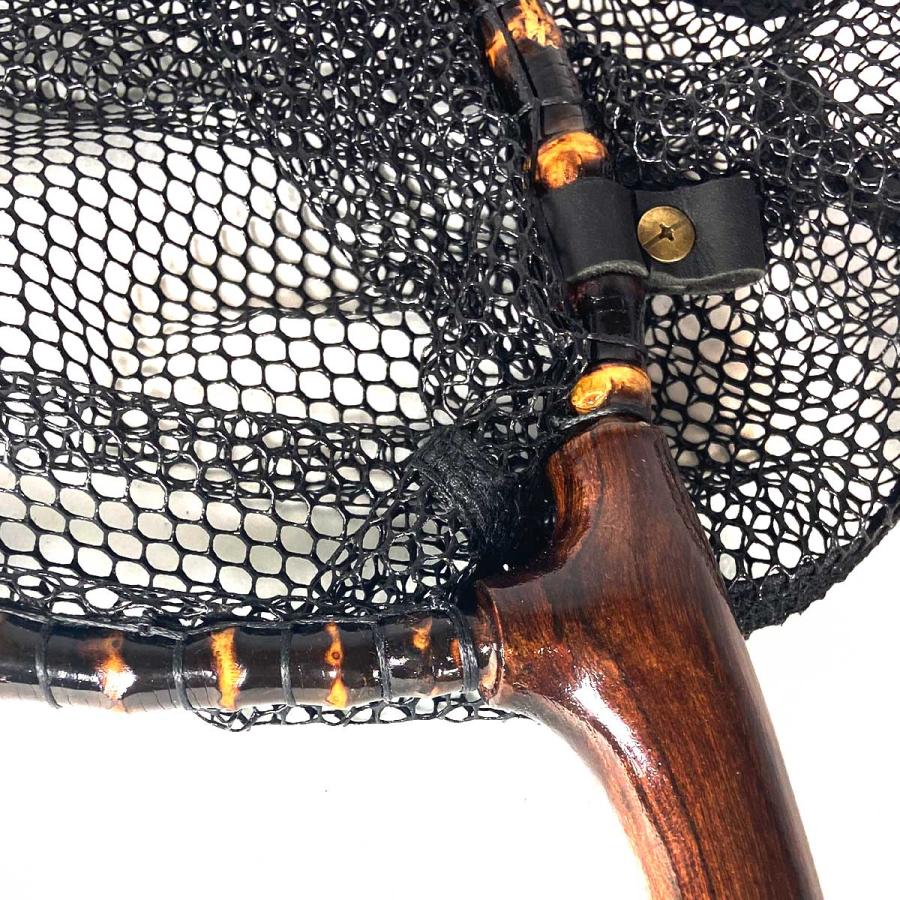 ランディングネット おすすめ 黒竹・木製 木目 ラバー 渓流 Mサイズ