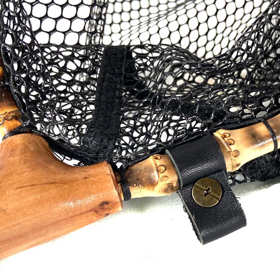 ランディングネット Lサイズ カーブ 木製 木目 ラバー 渓流 タモ網