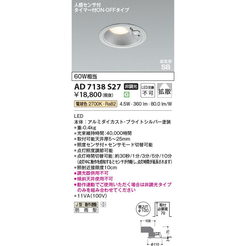 KOIZUMI（コイズミ） ※メーカー欠品中※コイズミ照明 人感センサ付