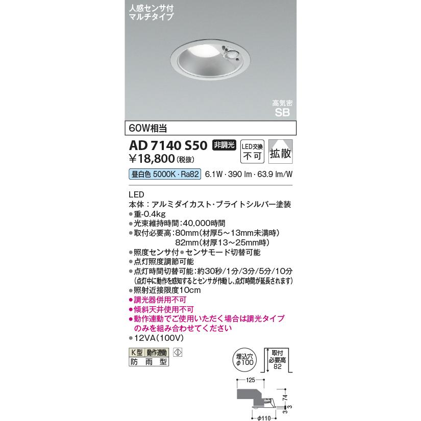 KOIZUMI（コイズミ） コイズミ照明 人感センサ付ダウンライト