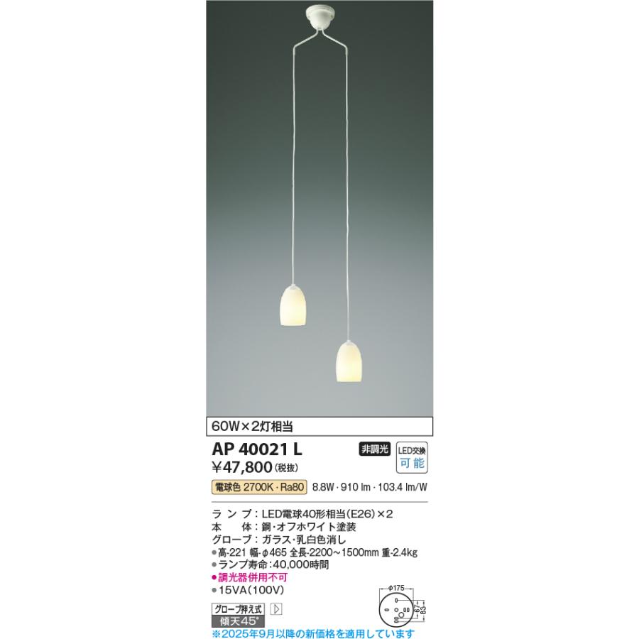 KOIZUMI（コイズミ） コイズミ照明 吹抜け用ペンダントAP40021L 工事