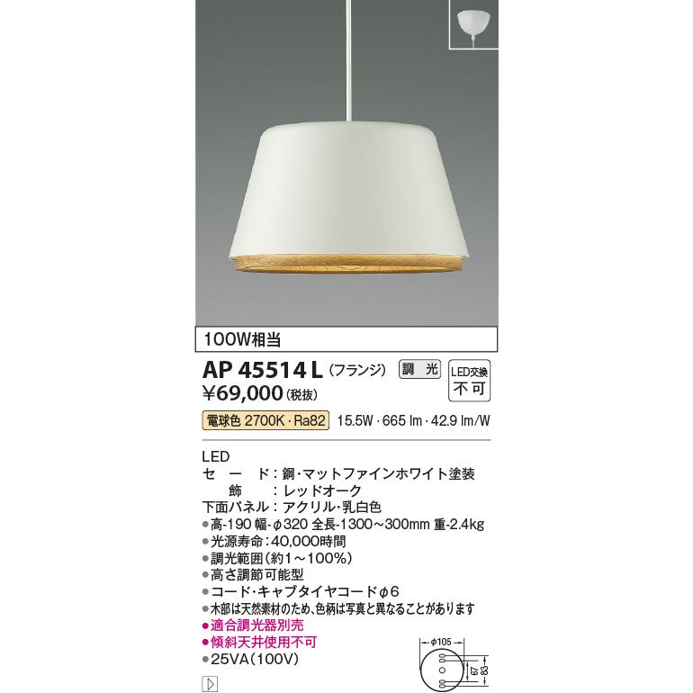 コイズミ照明 LED洋風ペンダント AP45514L 工事必要
