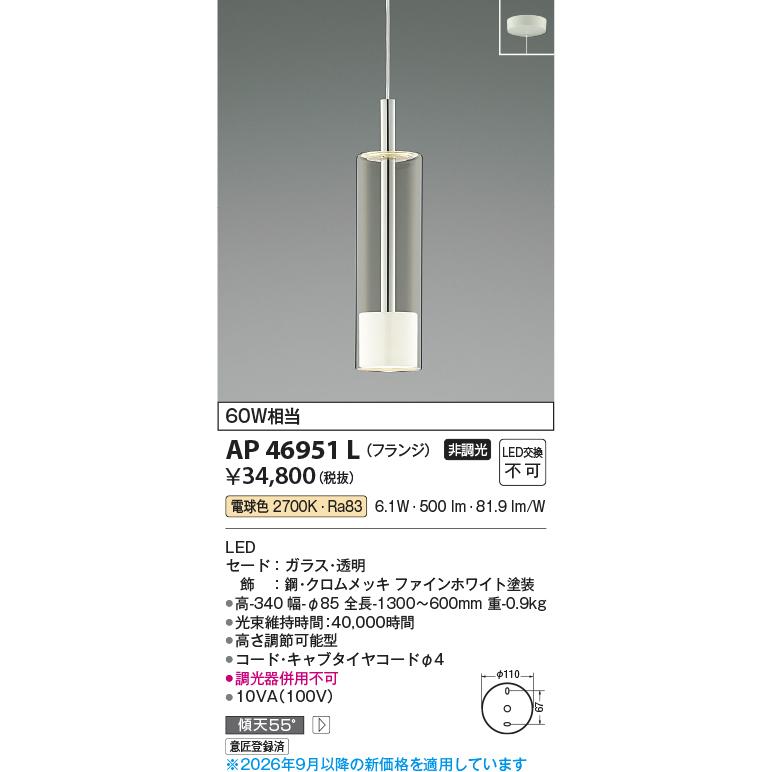 KOIZUMI（コイズミ） コイズミ照明 洋風ペンダント AP46951L 工事必要