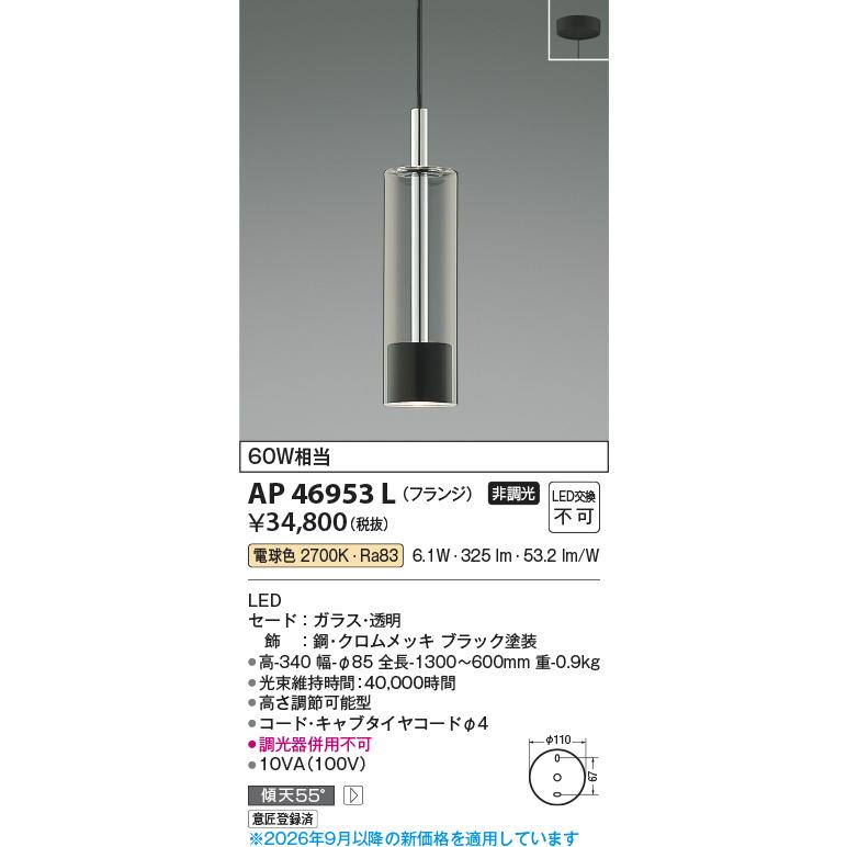 KOIZUMI（コイズミ） コイズミ照明 洋風ペンダント AP46953L 工事必要