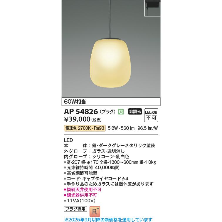 KOIZUMI（コイズミ） コイズミ照明 ダクトレール用ペンダント AP54826