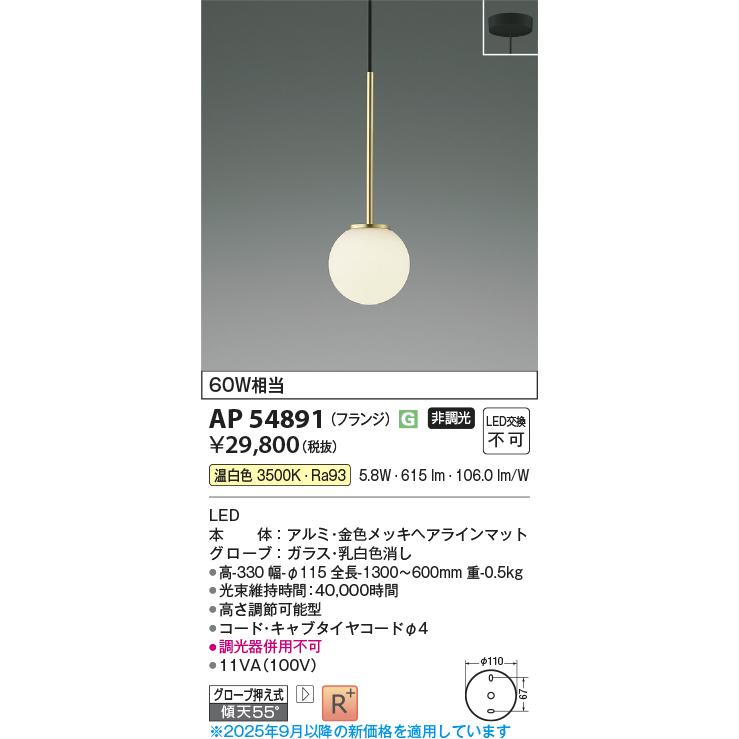 KOIZUMI（コイズミ） コイズミ照明 ペンダント AP54891 工事必要 温
