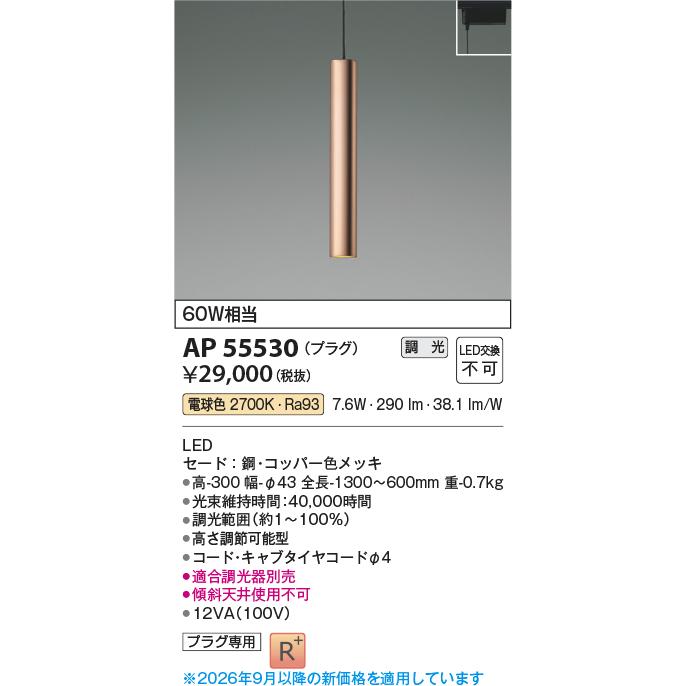KOIZUMI（コイズミ） コイズミ照明 ダクトレール用ペンダント AP55530