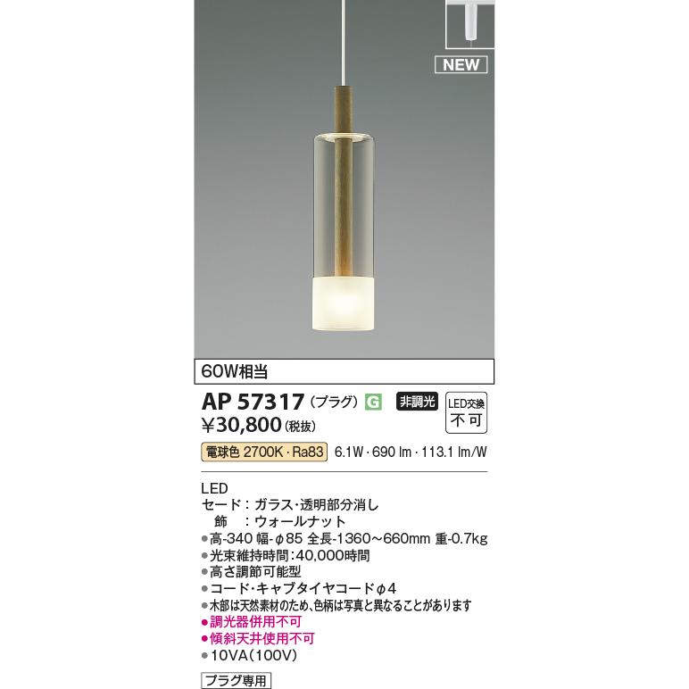 コイズミ照明 ダクトレール用ペンダント AP57317_1