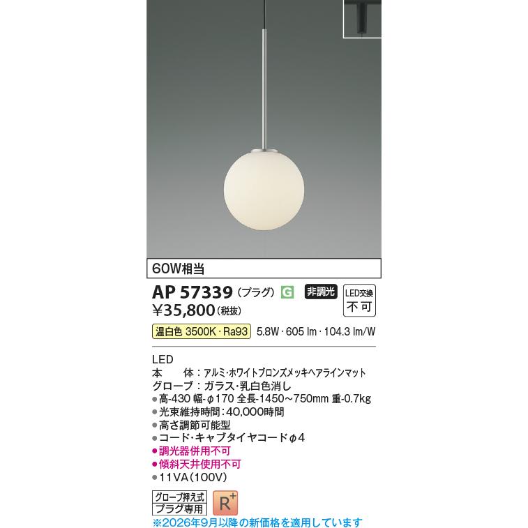 KOIZUMI（コイズミ） コイズミ照明 ダクトレール用ペンダント AP57339