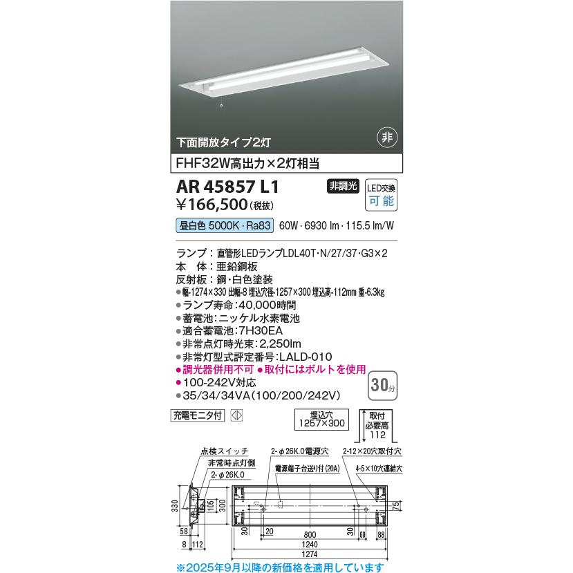 KOIZUMI（コイズミ） コイズミ照明 非常用照明 AR45857L1 工事必要 昼