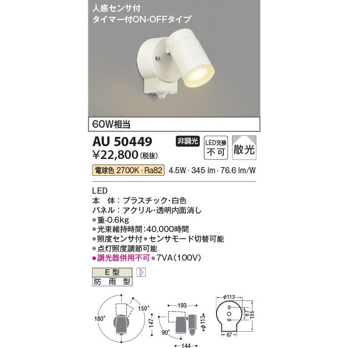 KOIZUMI（コイズミ） コイズミ照明f 防雨型スポット 人感センサ付