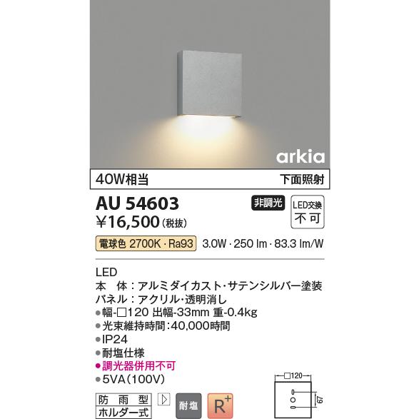 KOIZUMI（コイズミ） コイズミ照明 ポーチ灯 AU54603 下方照射 耐塩