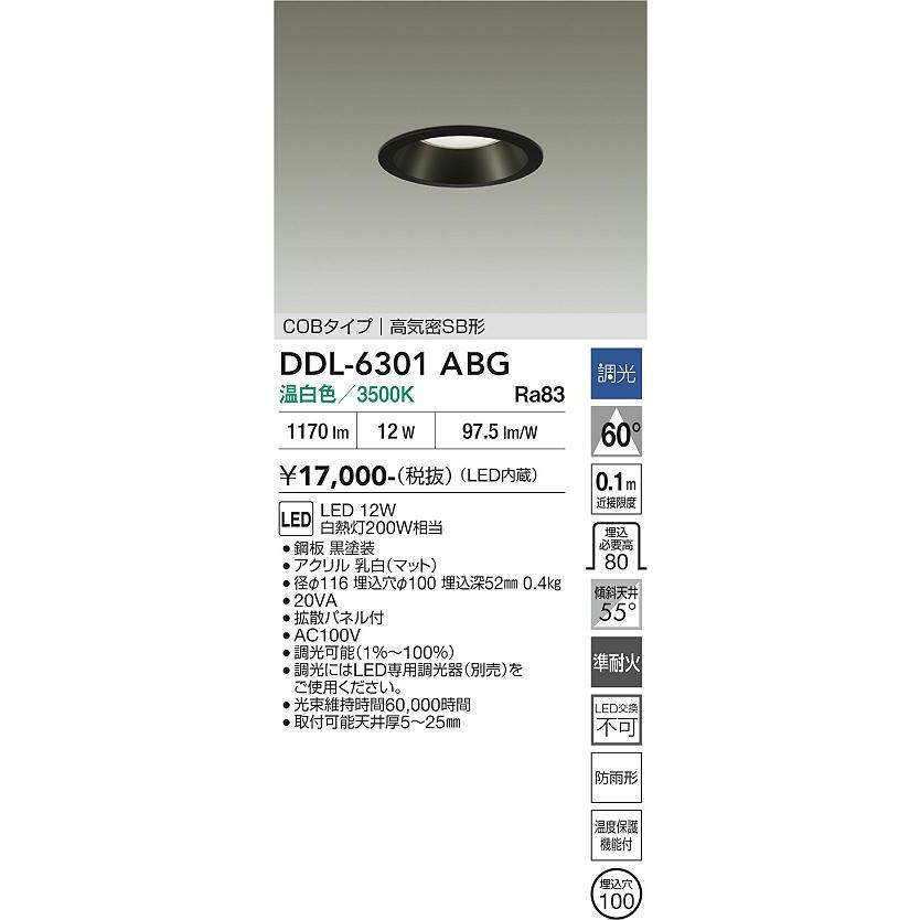 大光電機 屋内・屋外兼用ダウンライト DDL-6301ABG φ100 白熱灯200W