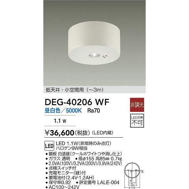 大光電機 非常灯（直付タイプ） DEG40206WF 工事必要の画像