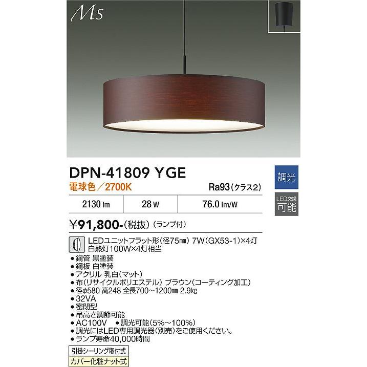 大光電機 ペンダント DPN41809YGE 電球色_1