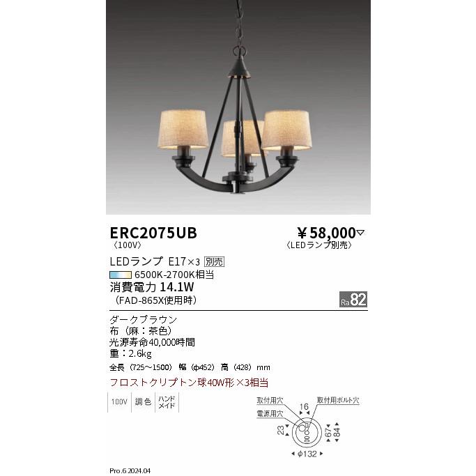 遠藤照明 シャンデリア(ランプ別売) ERC2075UB 工事必要 : アート