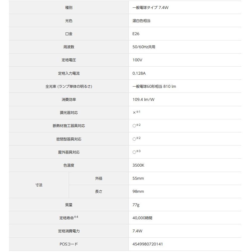 パナソニック LED電球E26全方向プレミアＸ  LDA7WWDGSZ6F｜art-lighting｜02