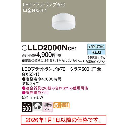Panasonic（パナソニック） LEDフラットランプ タイプ クラス500(口金