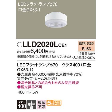Panasonic パナソニック LEDフラットランプ タイプ クラス400