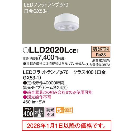 Panasonic（パナソニック） LEDフラットランプ タイプ クラス400(口金