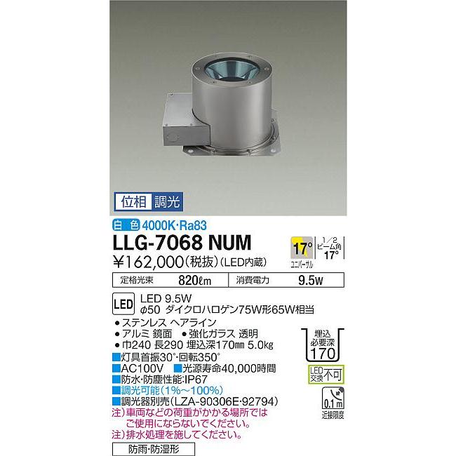 大光電機　LEDグラウンドライト　LLG7068NUM　調光器別売　工事必要